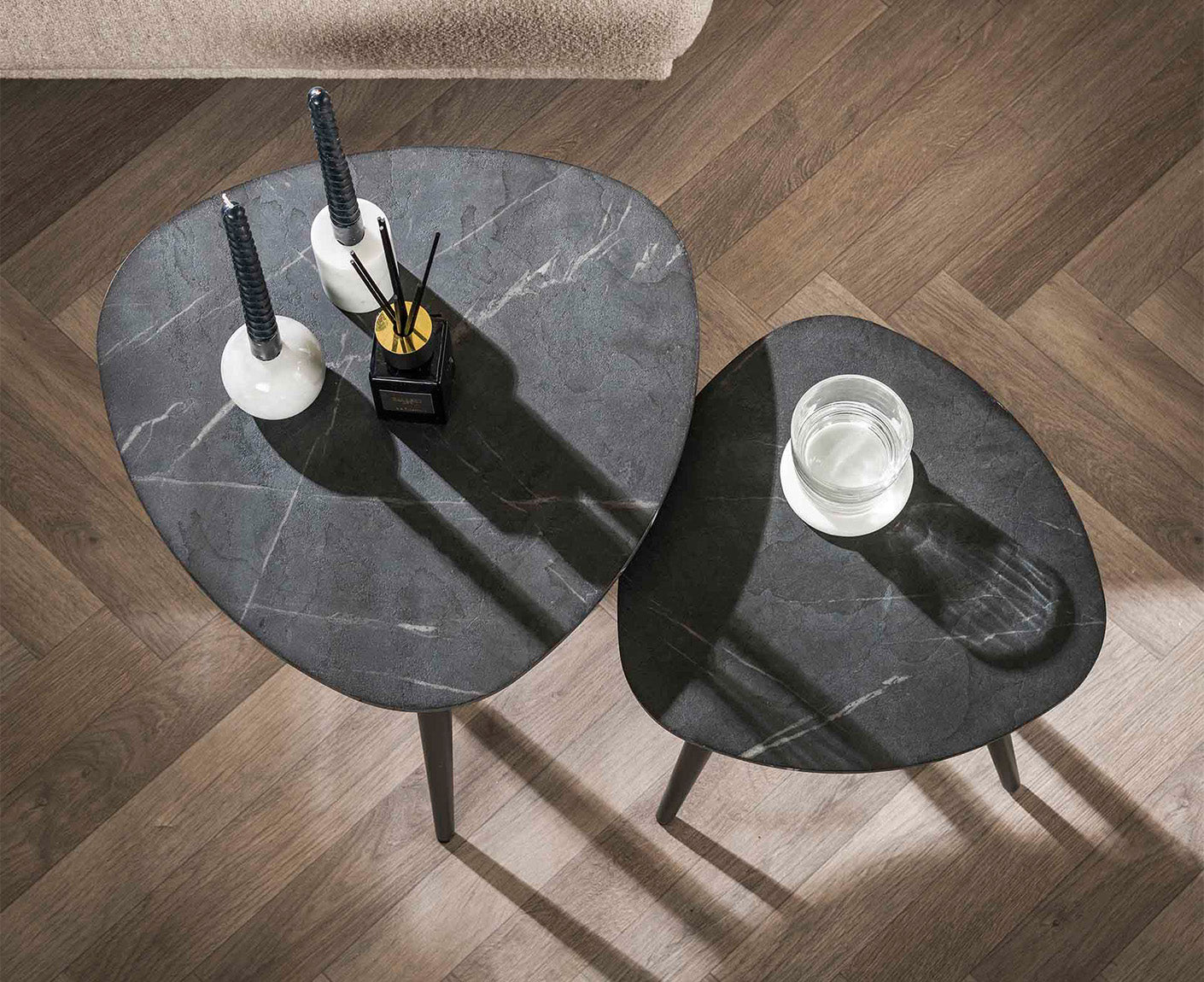 Couchtisch 2er Set Organic 3D Schwarz-Braun