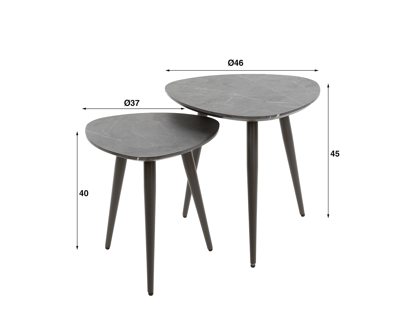 Couchtisch 2er Set Organic 3D Schwarz-Braun