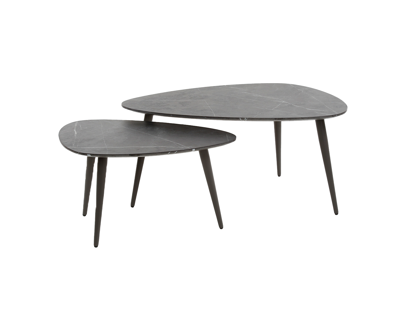 Couchtisch 2er Set Pearshaped Organic 3D Schwarz-Braun