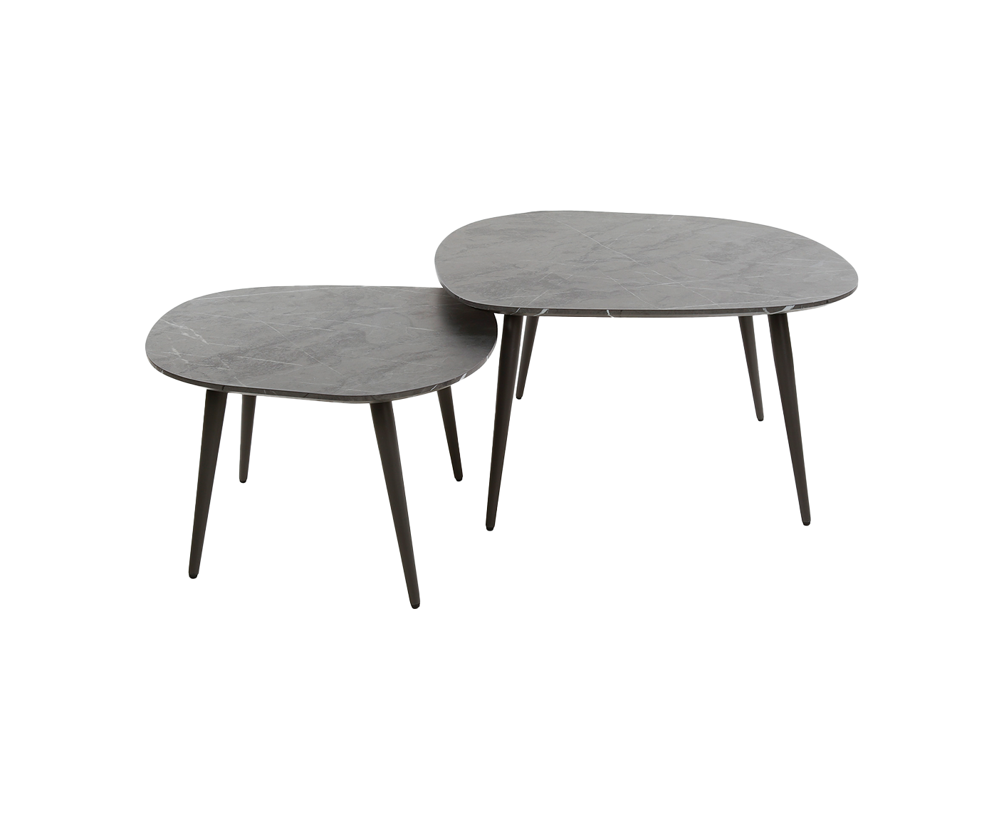 Couchtisch 2er Set Rock Organic 3D Schwarz-Braun
