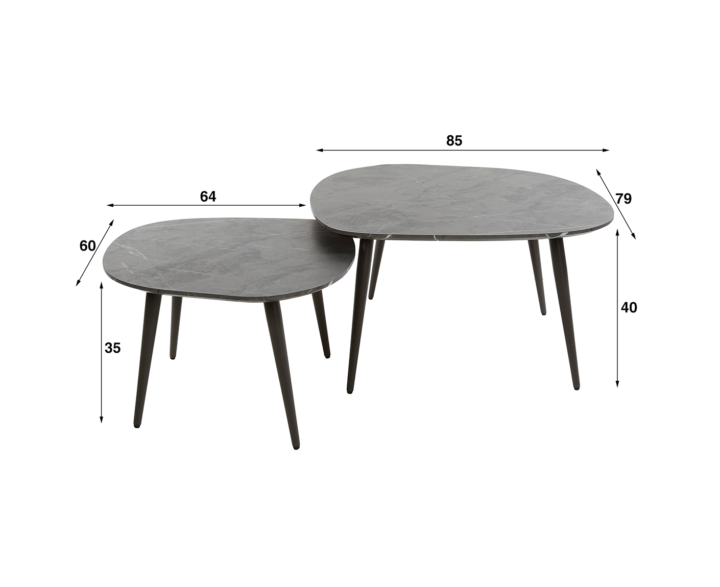 Couchtisch 2er Set Rock Organic 3D Schwarz-Braun