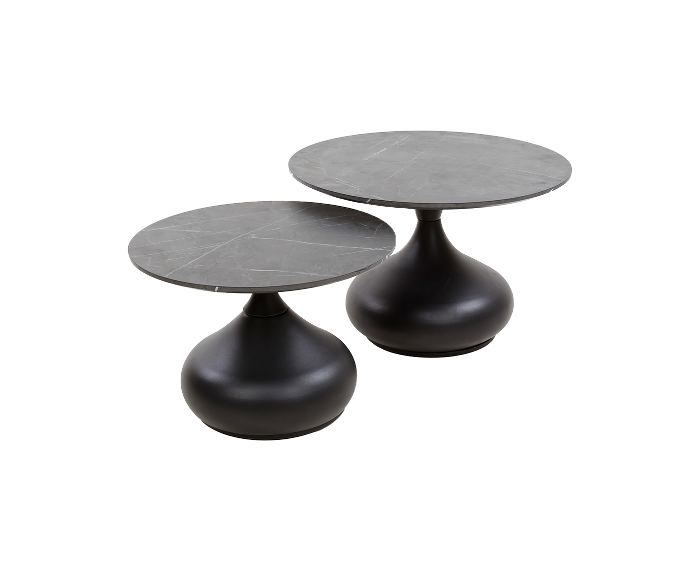 Couchtisch 2er Set oval 3D Schwarz-Braun