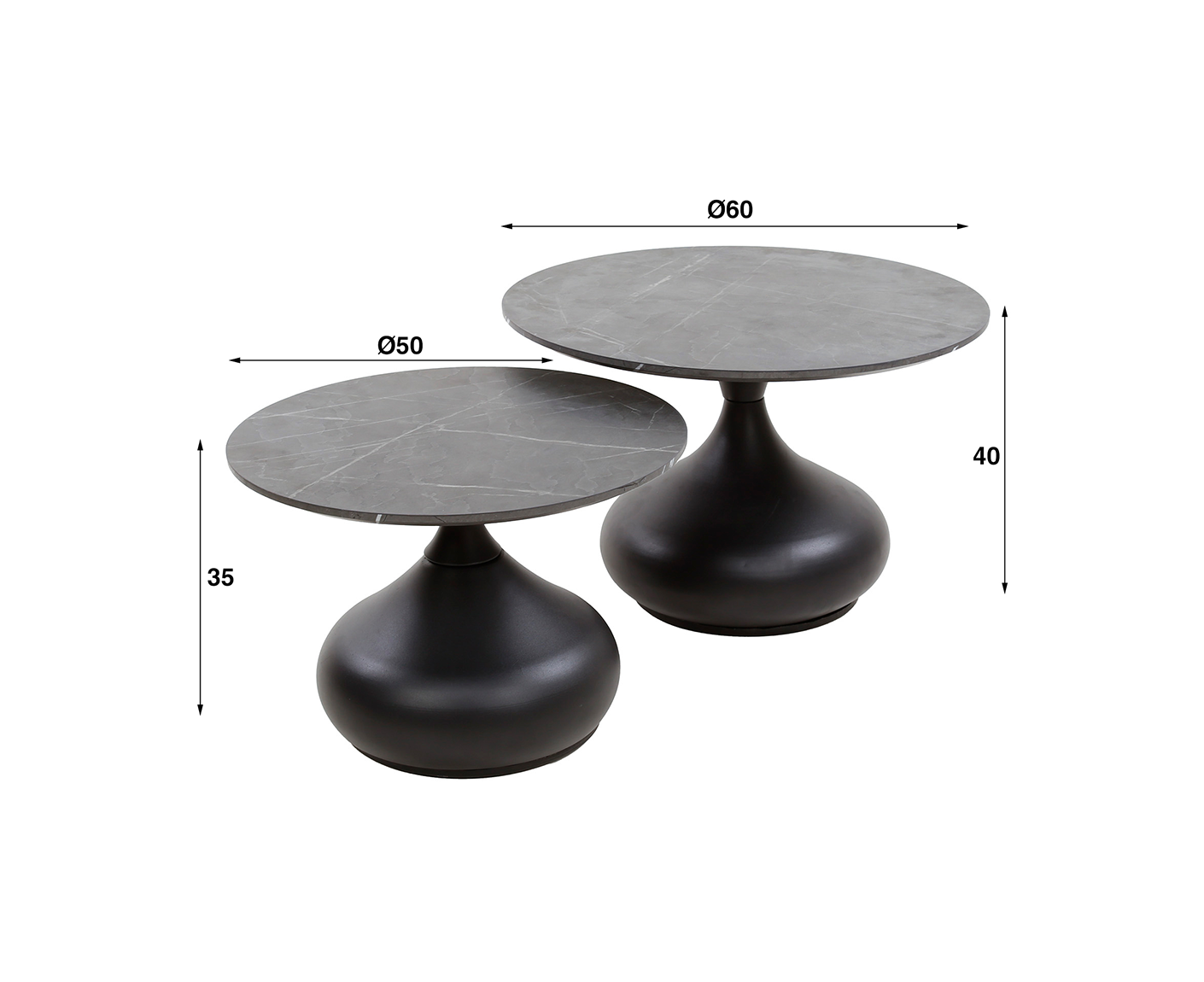 Couchtisch 2er Set oval 3D Schwarz-Braun
