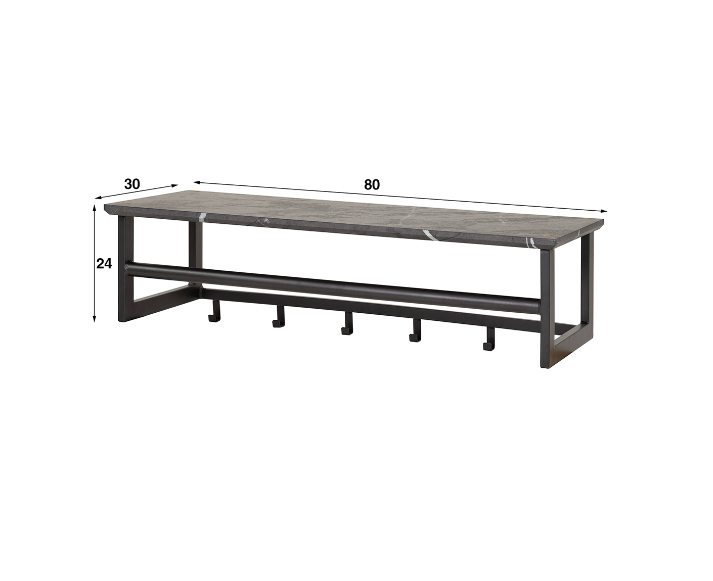 Garderobenboard 6er Haken 3D Schwarz-Braun