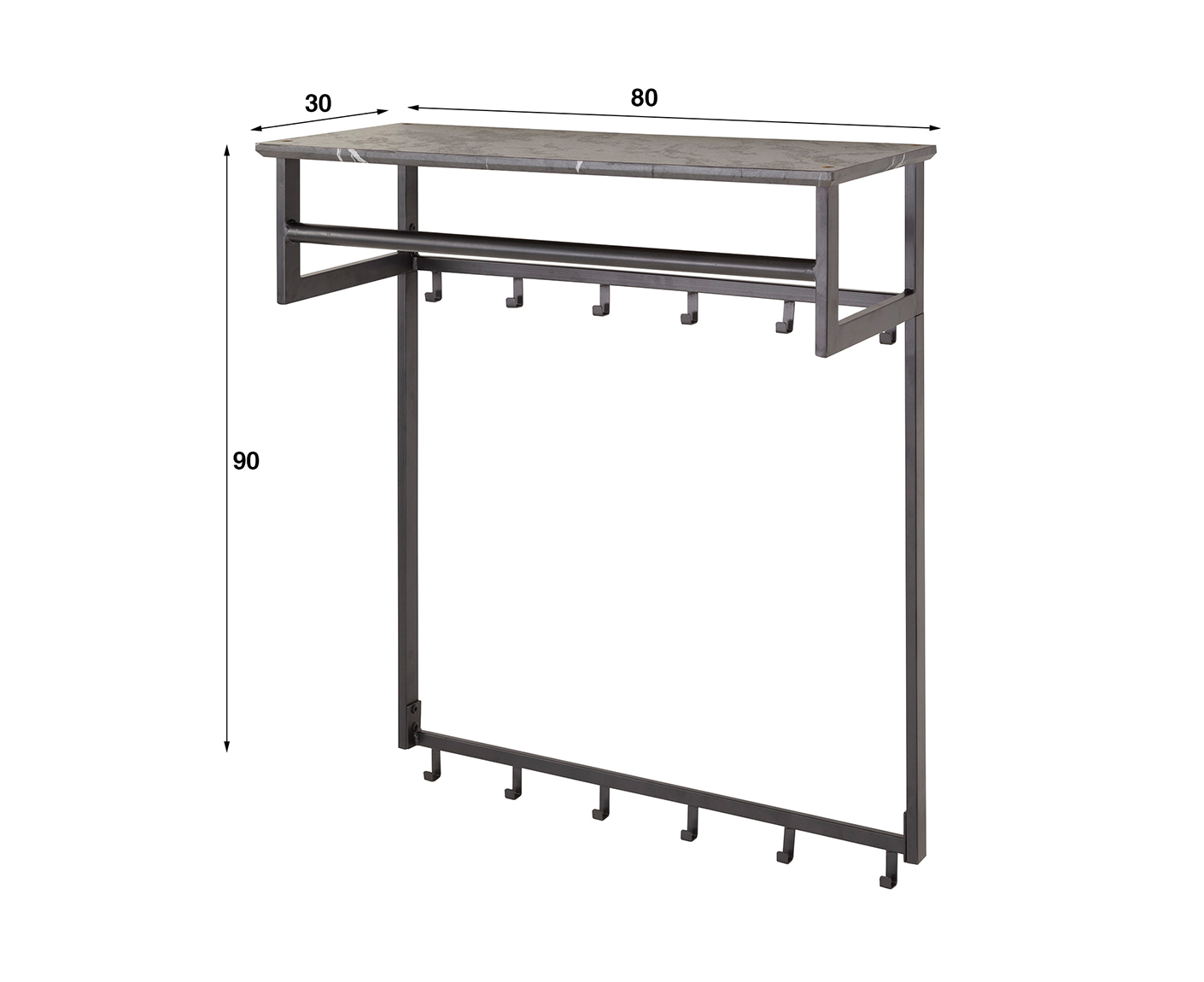 Garderobenboard 12er Haken 3D Schwarz-Braun