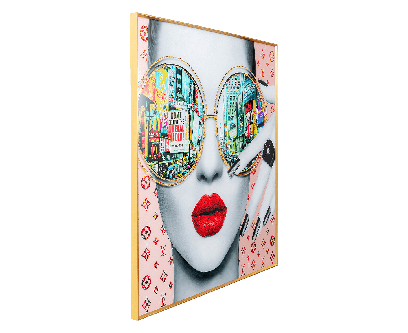 Glasbild Gerahmtes Bild Times Square View 120x120 cm