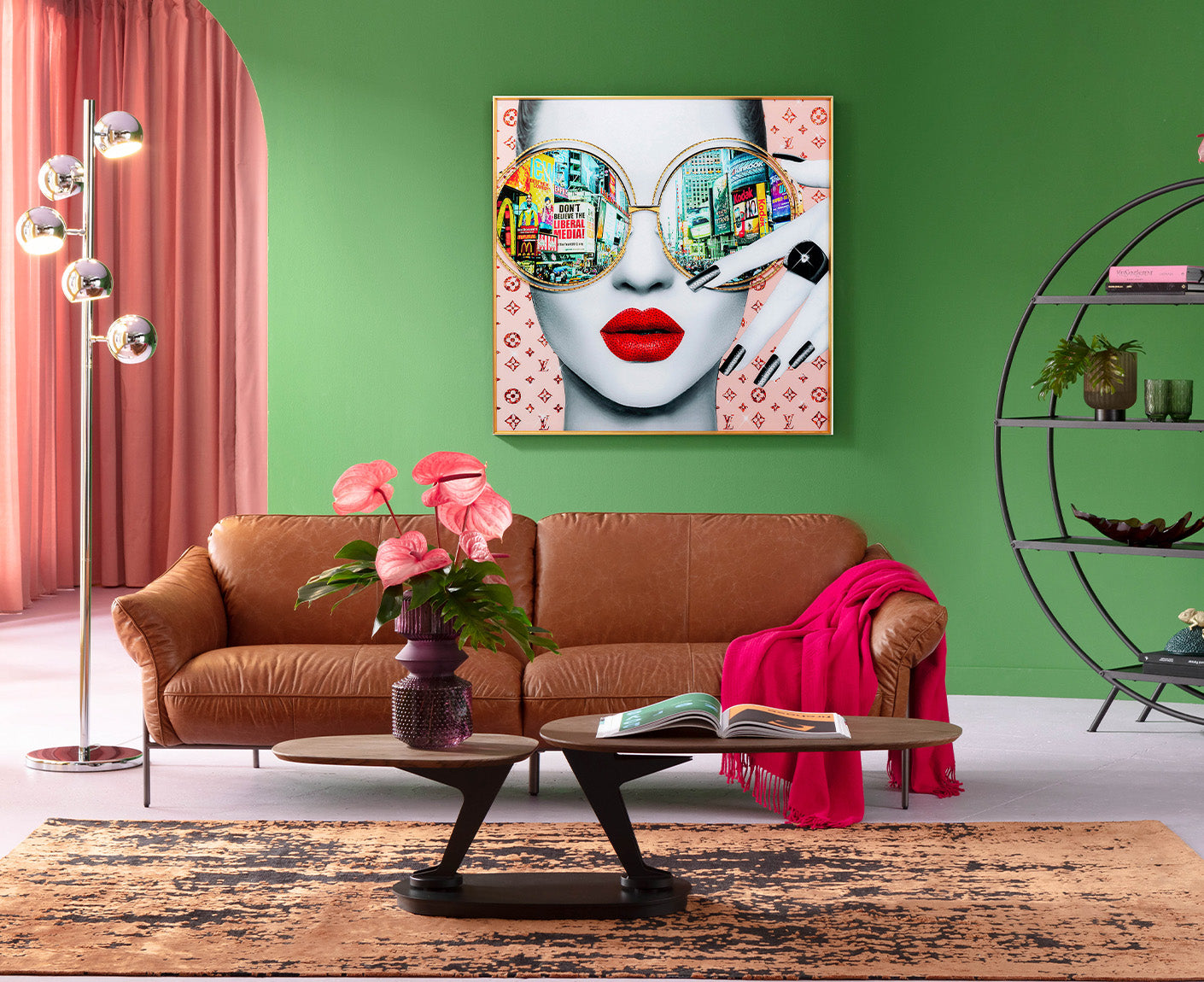 Glasbild Gerahmtes Bild Times Square View 120x120 cm