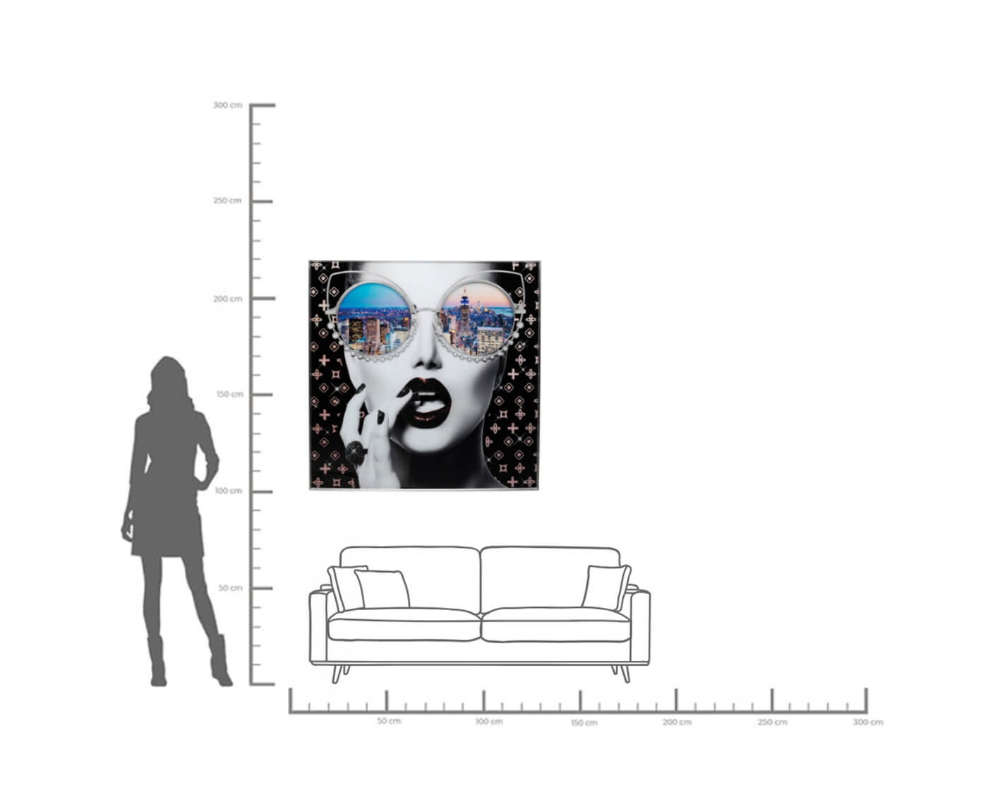 Glasbild Gerahmtes Bild NY View 120x120 cm