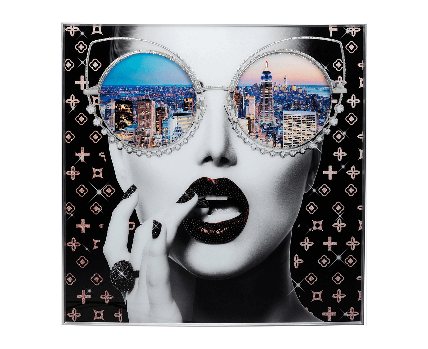 Glasbild Gerahmtes Bild NY View 120x120 cm