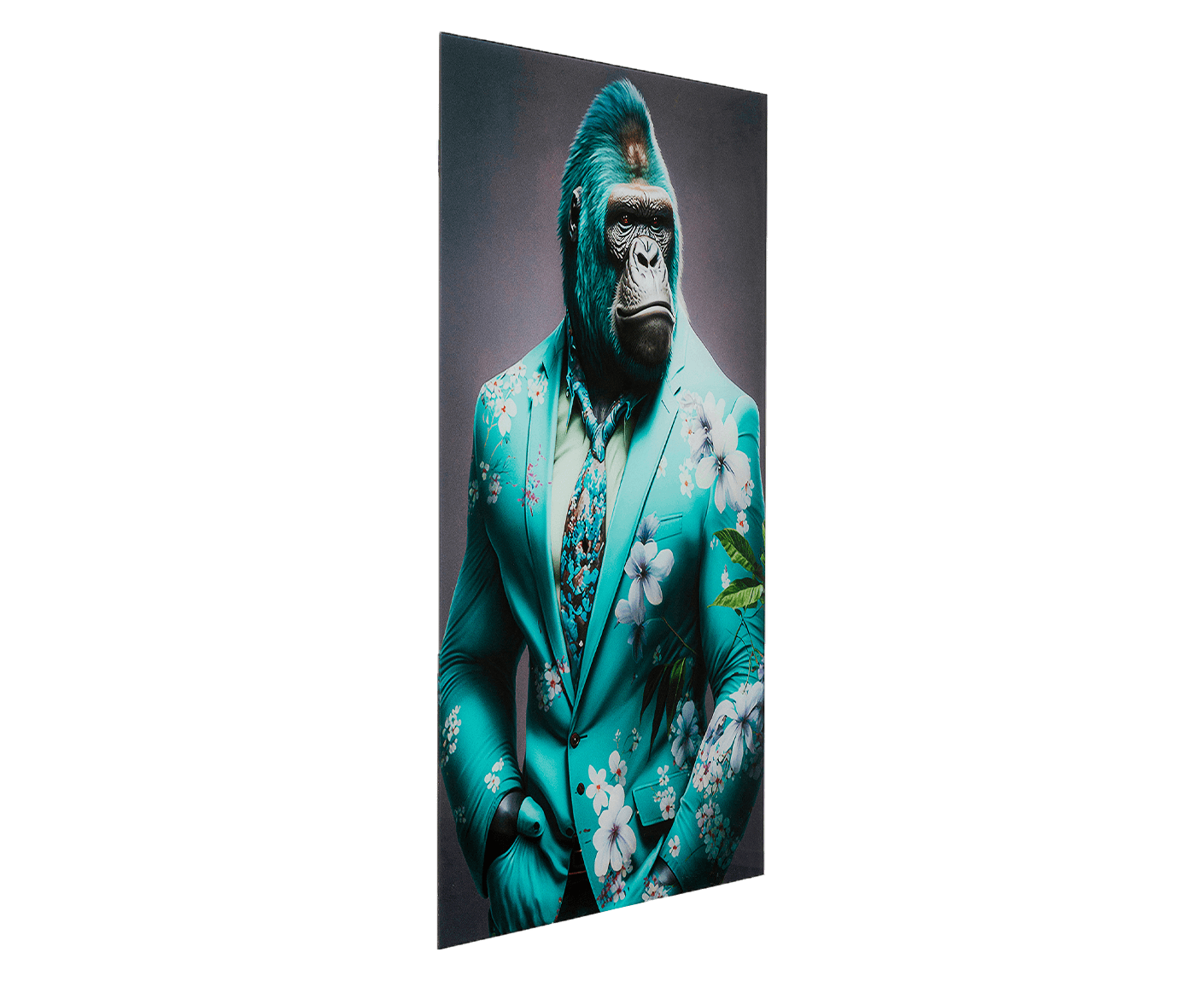 Glasbild Mister Gorilla Blau 60x90 cm