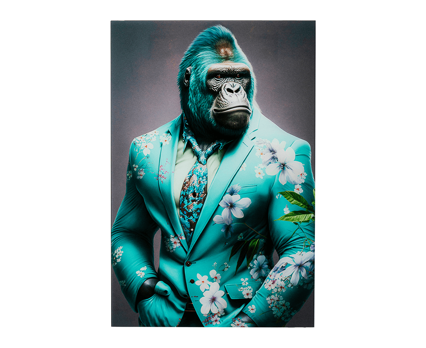 Glasbild Mister Gorilla Blau 60x90 cm