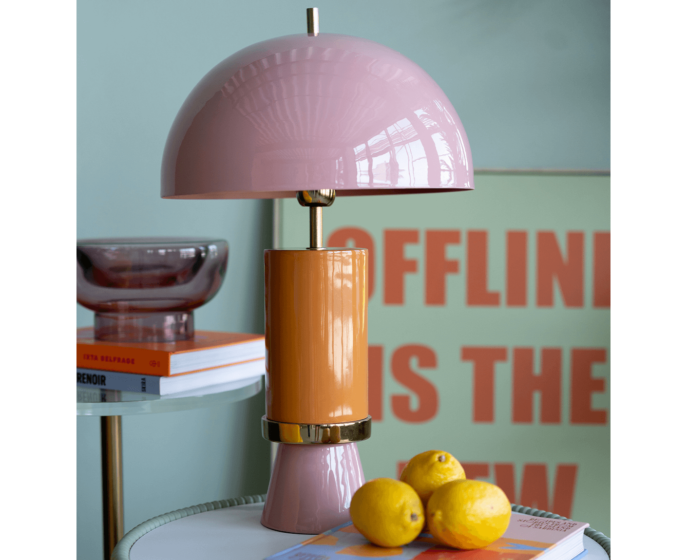 Tischlampe Designerlampe Tischleuchte Josy 51 cm, Pink / Orange