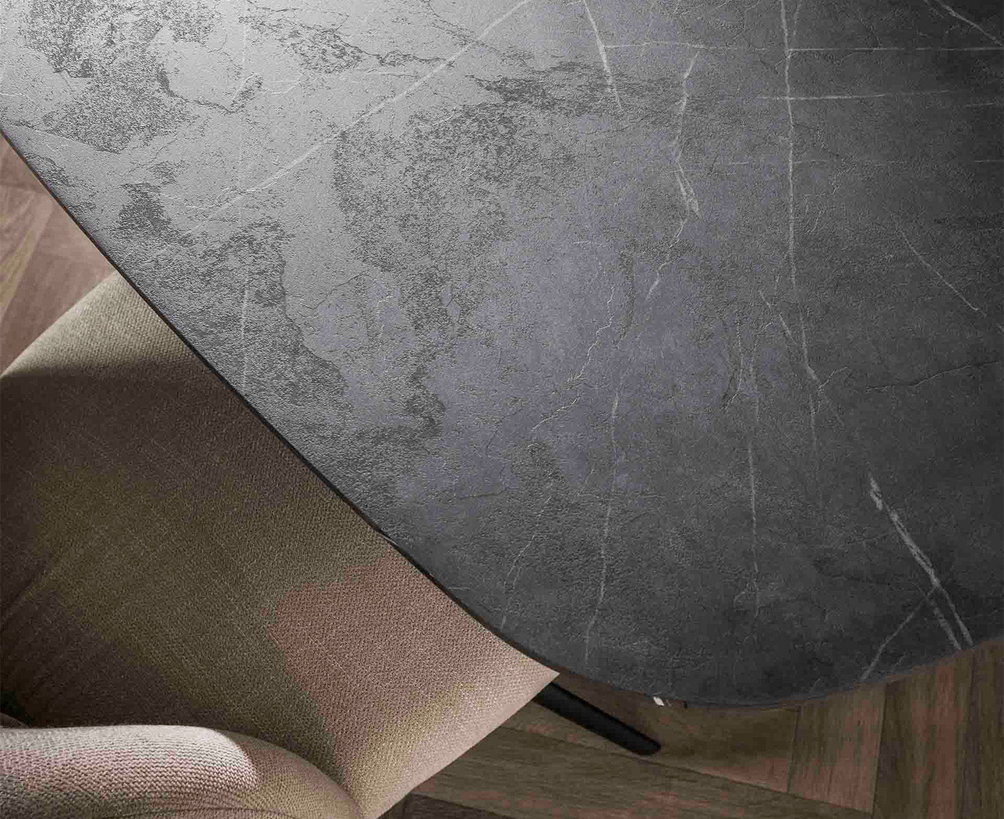 Esstisch 180 cm oval 3D Melamin Slate Stone