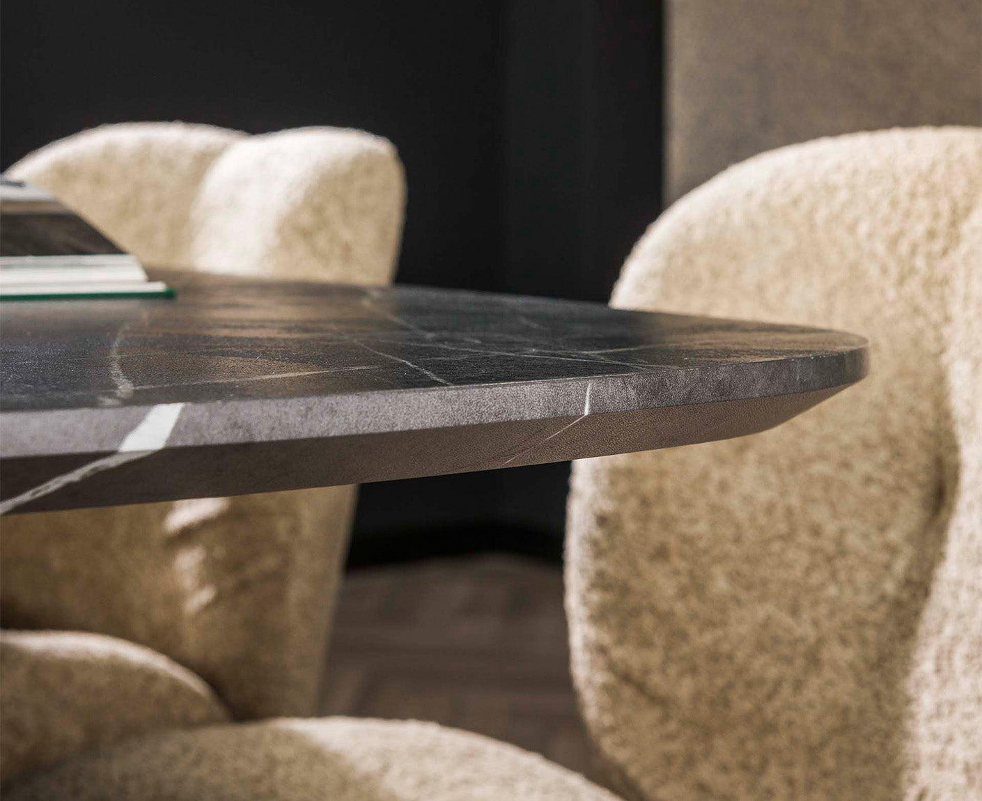 Esstisch 215 cm oval 3D Melamin Slate Stone