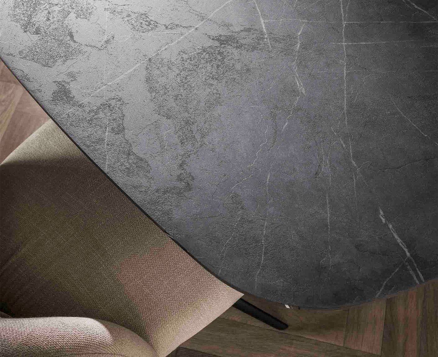 Esstisch 215 cm oval 3D Melamin Slate Stone