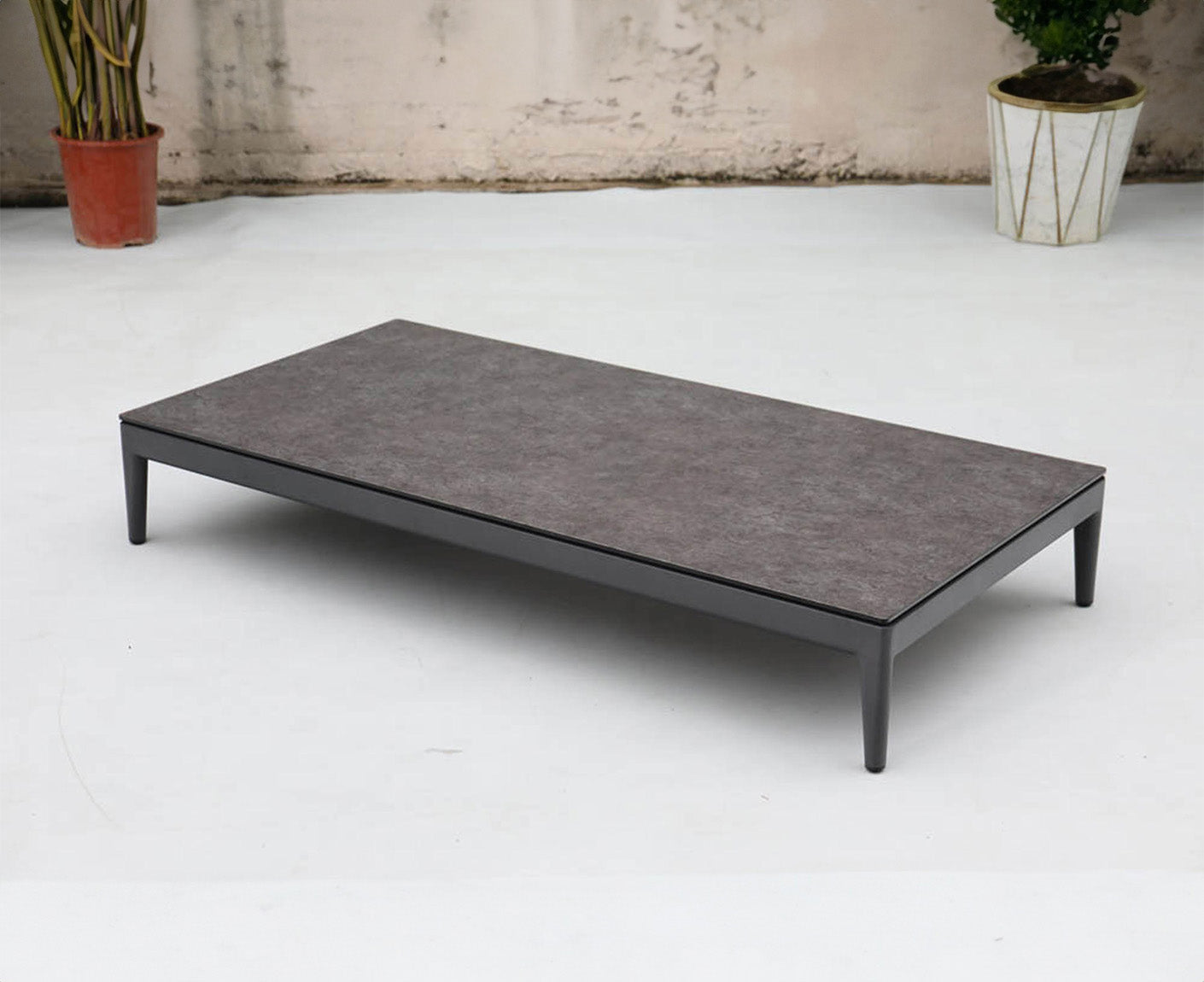 Athene Loungetisch 2er Set Anthrazit / Teakholz