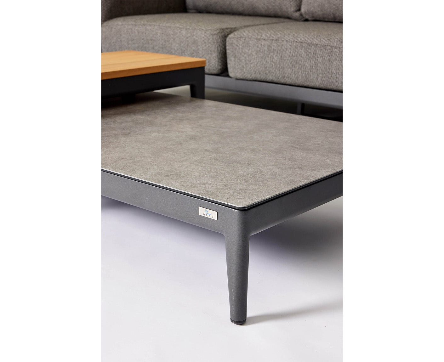 Athene Loungetisch 2er Set Anthrazit / Teakholz
