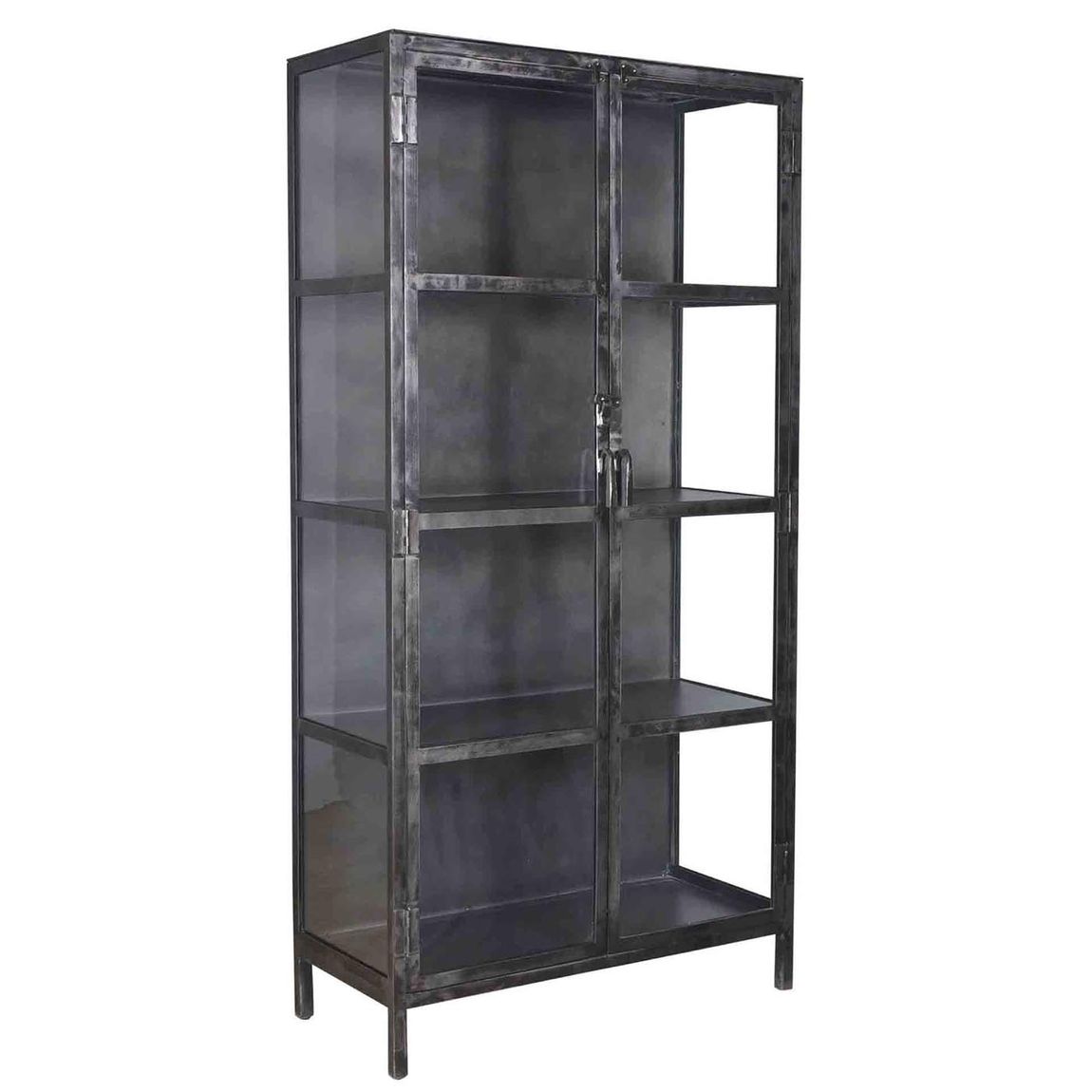 Standvitrine Metal 2 Türen Montiert Industrial Style Grau