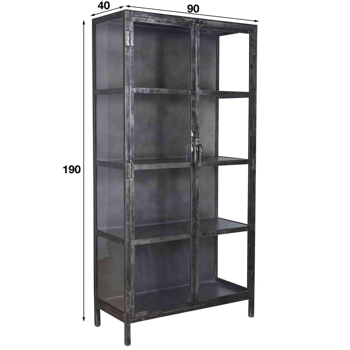 Standvitrine Metal 2 Türen Montiert Industrial Style Grau