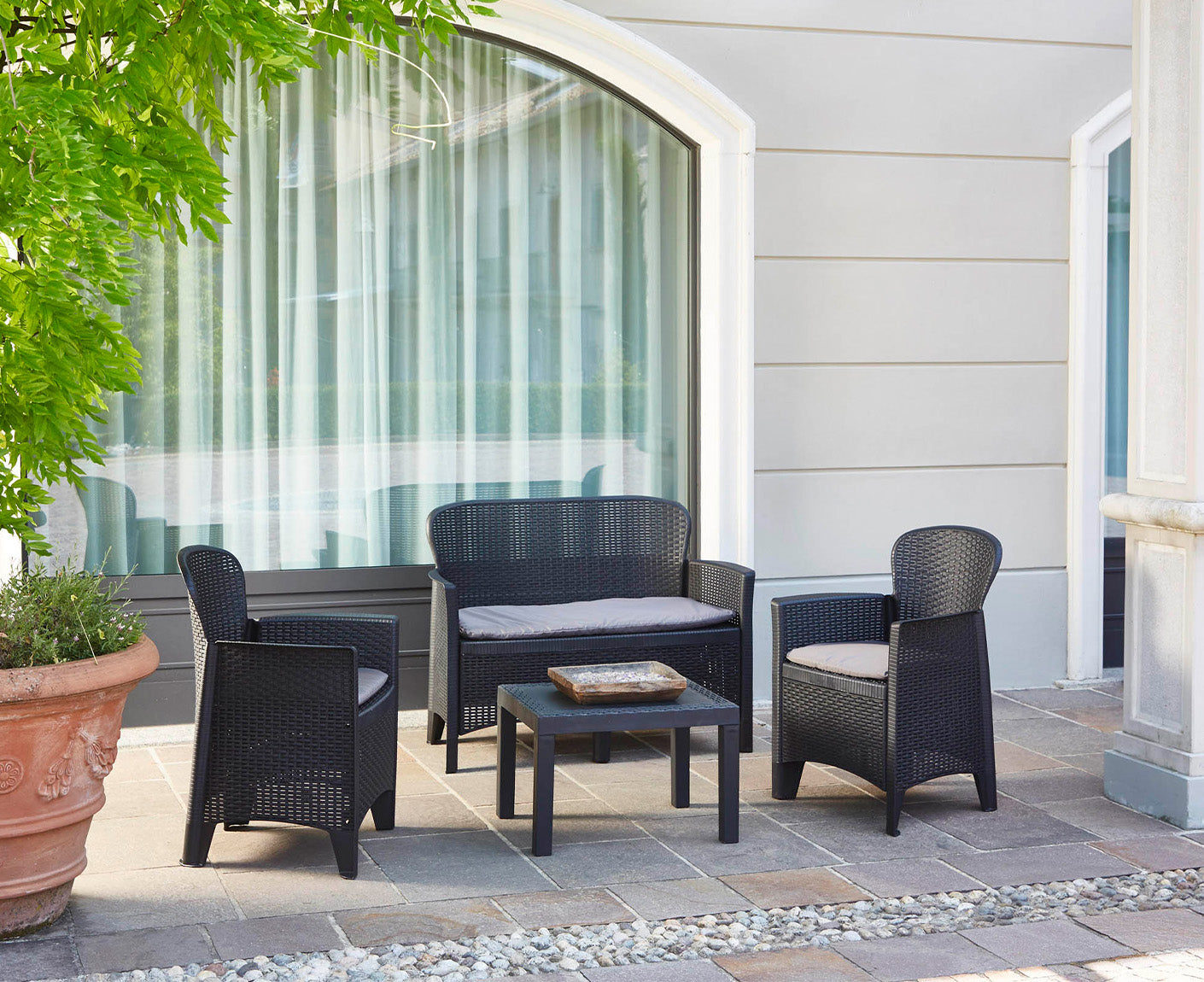 Trente Gartenstuhl Rattan Anthrazit