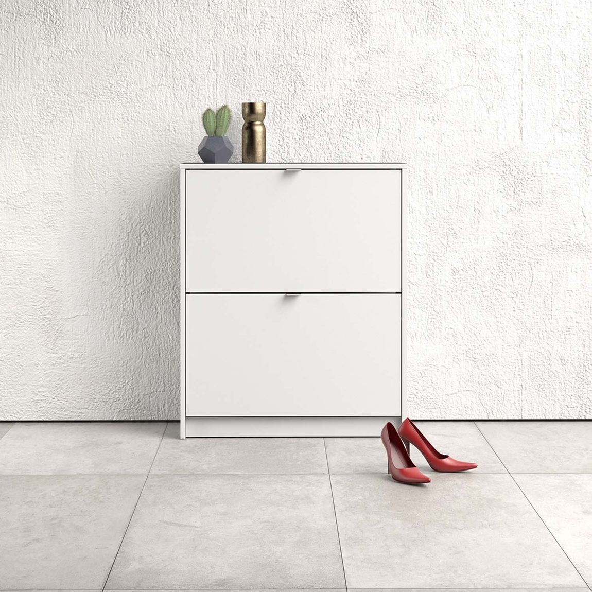 Shoes 2 tief Schuhschrank Weiß / Weiß