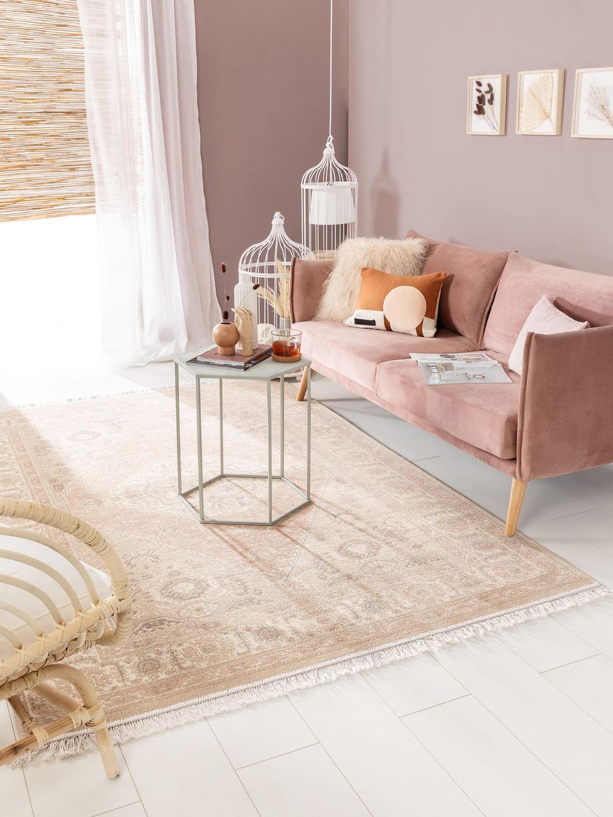 Teppich Folk Beige / Rosa