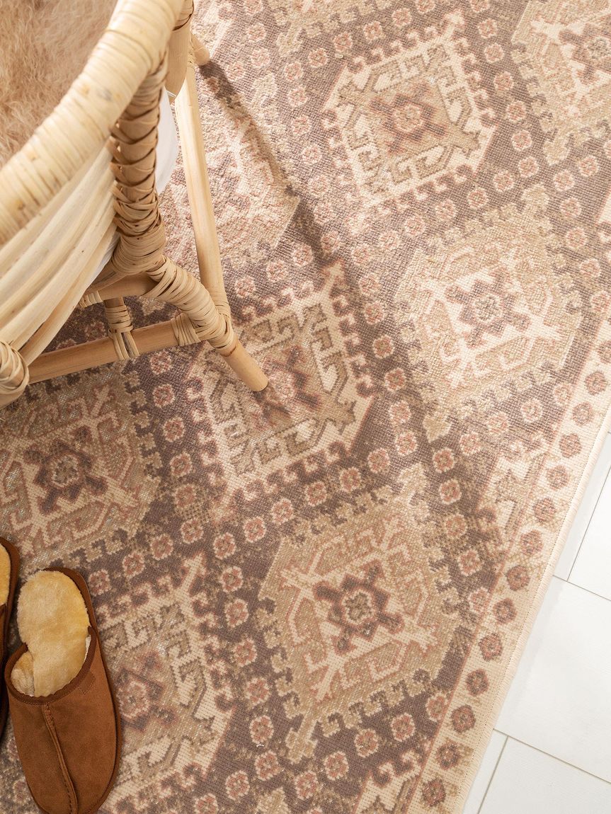 Läufer Folk 80x250 cm Beige / Grau