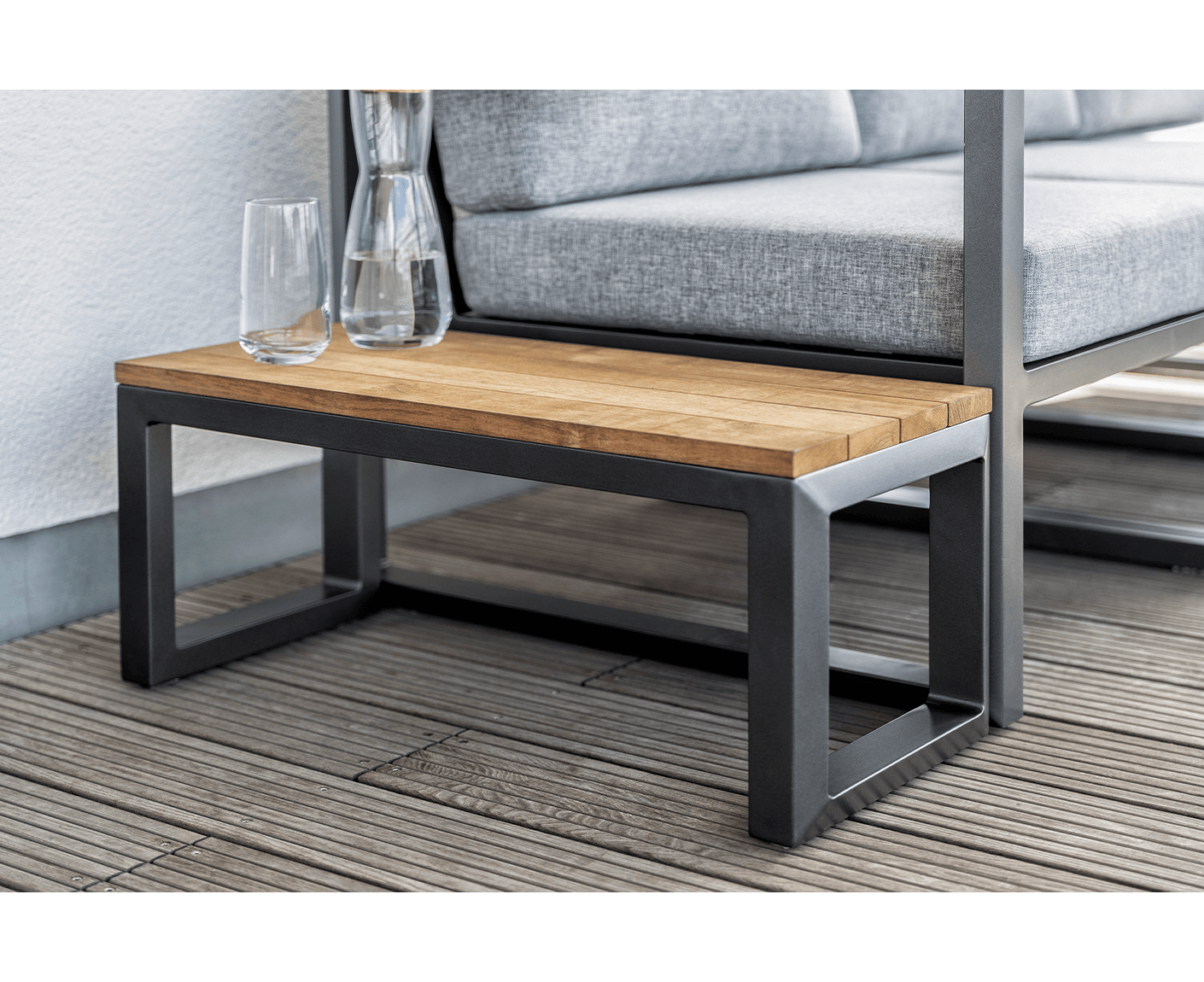 Kettler Ocean Skid Beistelltisch 70 x 30 cm Anthrazit / Teak