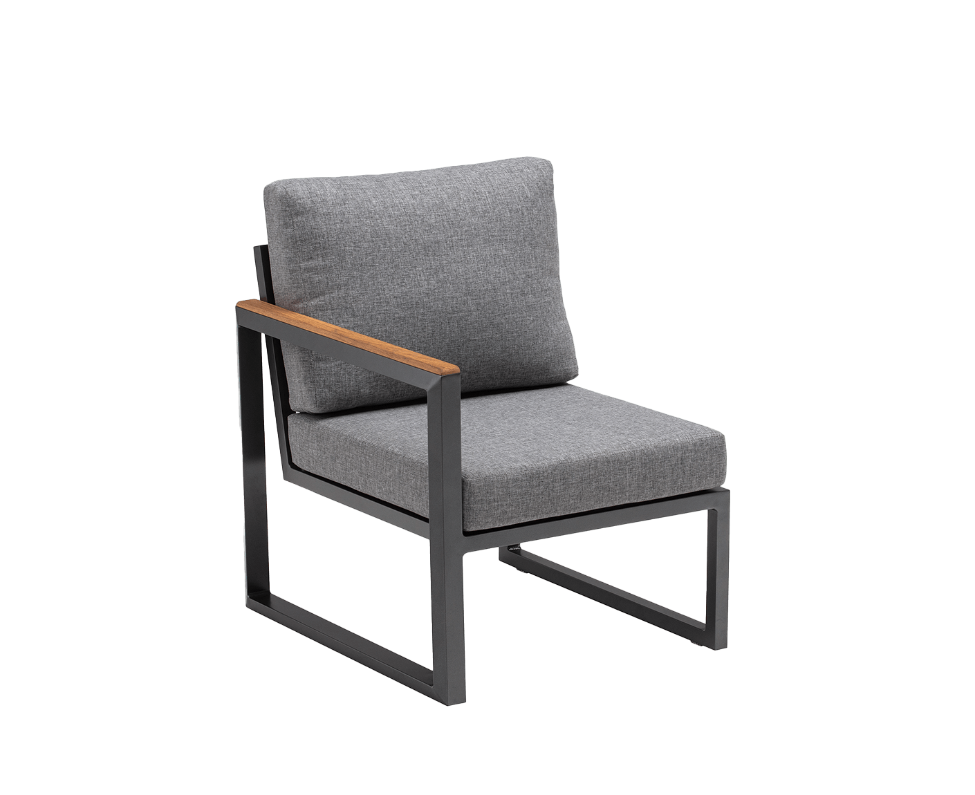 Kettler Ocean Skid Lounge City-Line Endteil Links Anthrazit-Teak / Hellgrau meliert