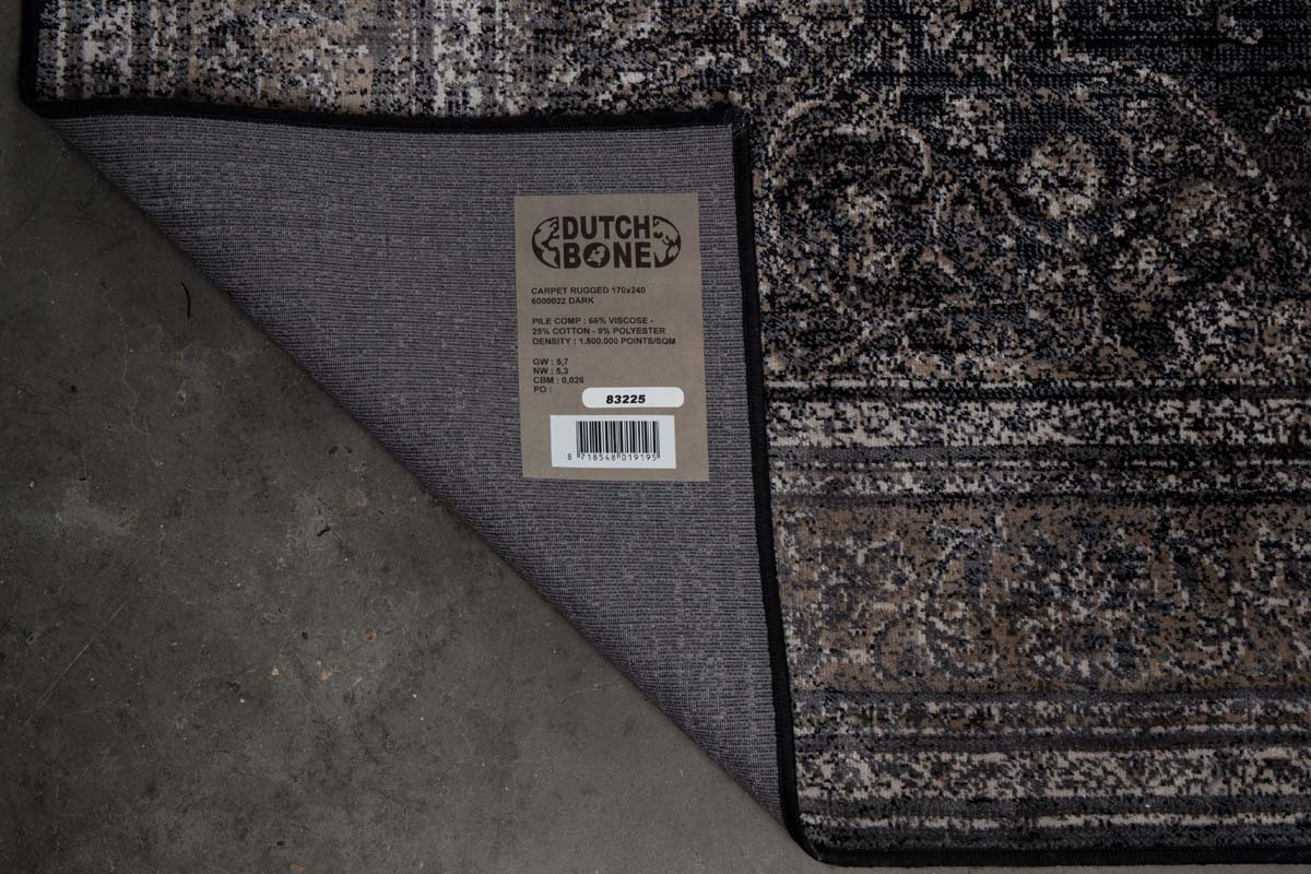 Rugged Teppich mittel 170 x 240 cm (BxT) Schwarz