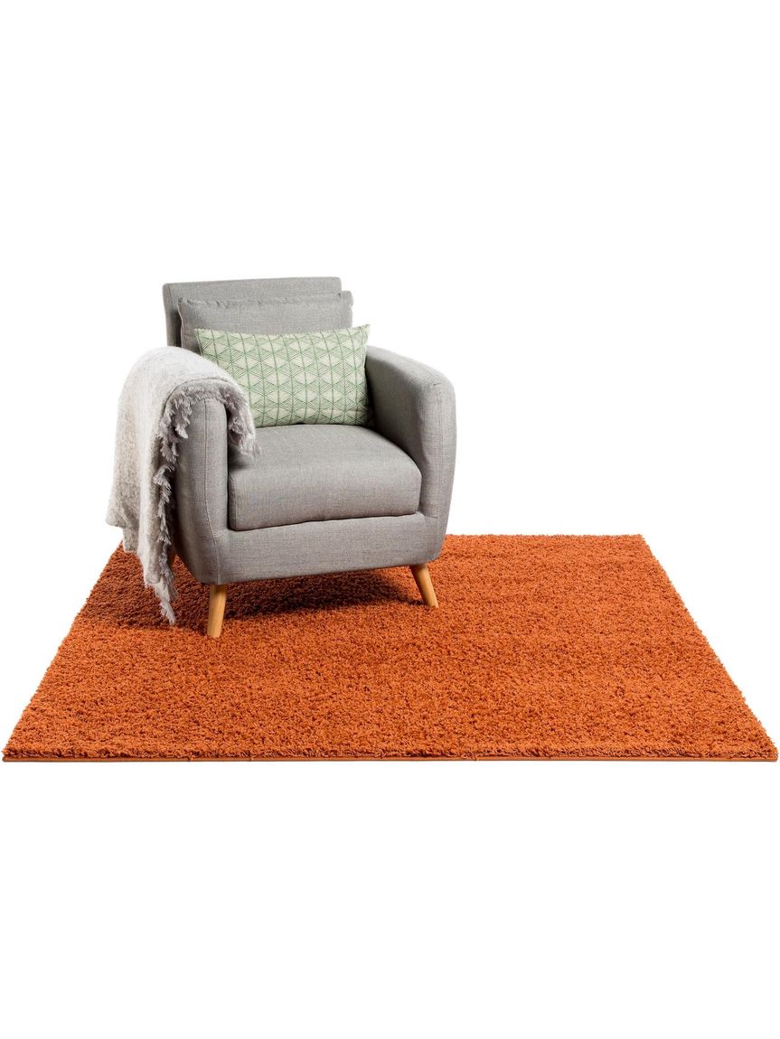 Hochflorteppich Swirls 60x60 cm Rot / Orange