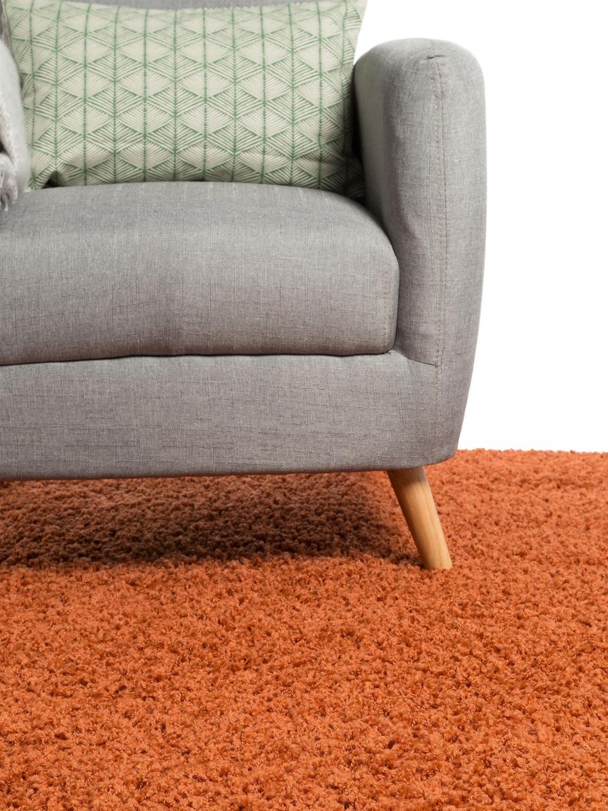Hochflorteppich Swirls 60x60 cm Rot / Orange