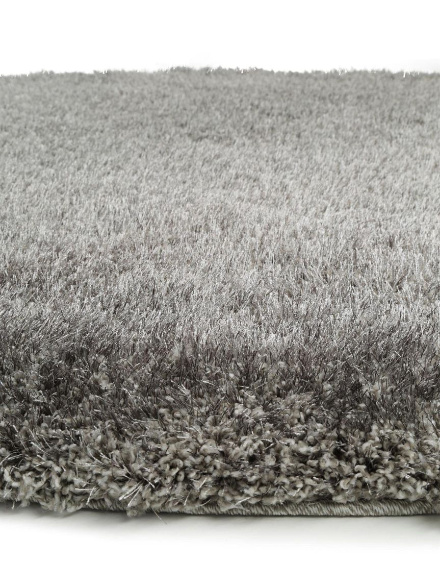 Hochflorteppich Sophie Ø 200 cm rund Grau
