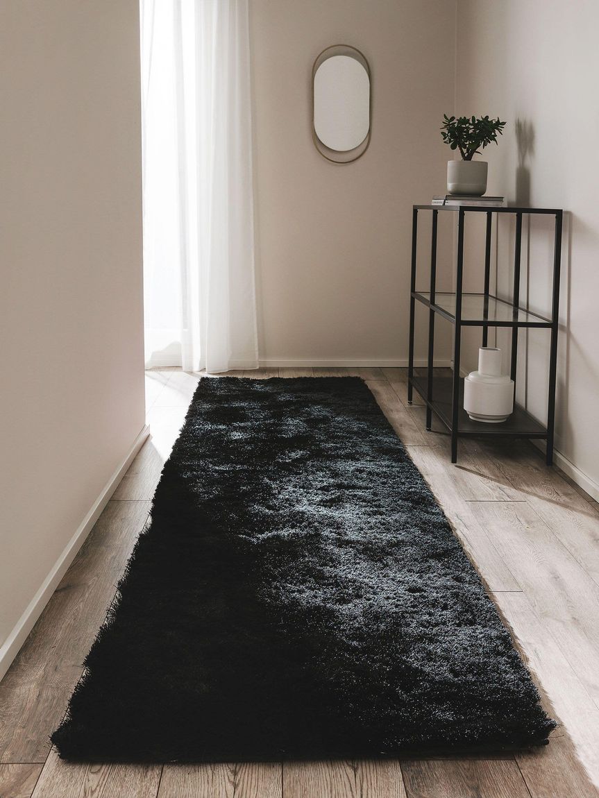 Hochflorteppich Läufer Whisper 80x300 cm Schwarz