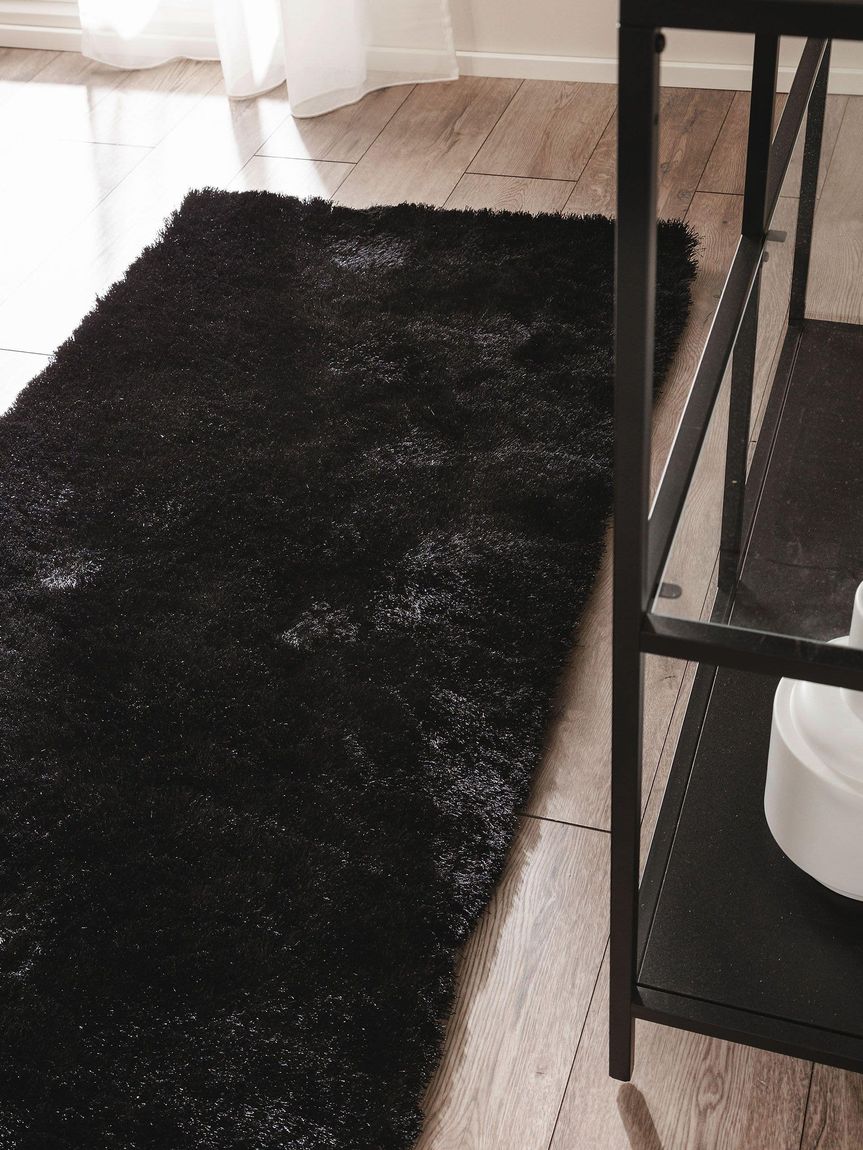 Hochflorteppich Läufer Whisper 80x300 cm Schwarz