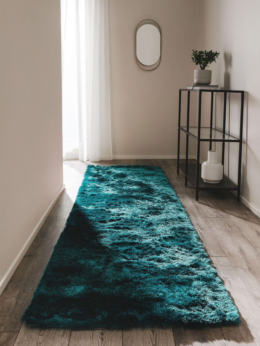 Hochflorteppich Läufer Whisper 80x300 cm Türkis