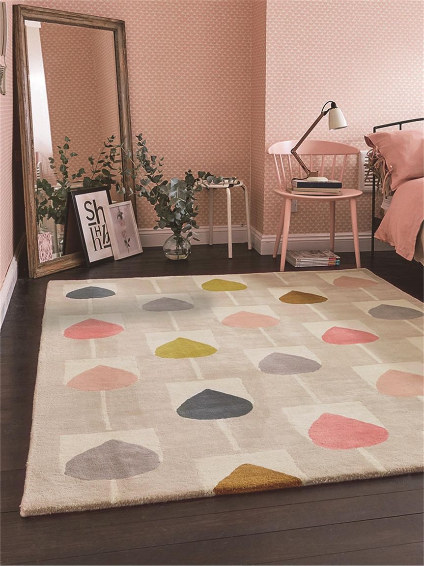 Wollteppich Sula 140x200 cm Beige / Rosa