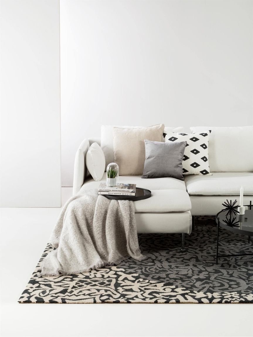 Wollteppich Nesta Anthrazit / Beige