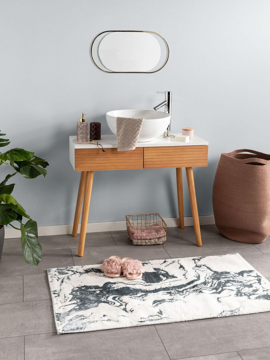 Badematte Luis 60x100 cm Beige / Türkis