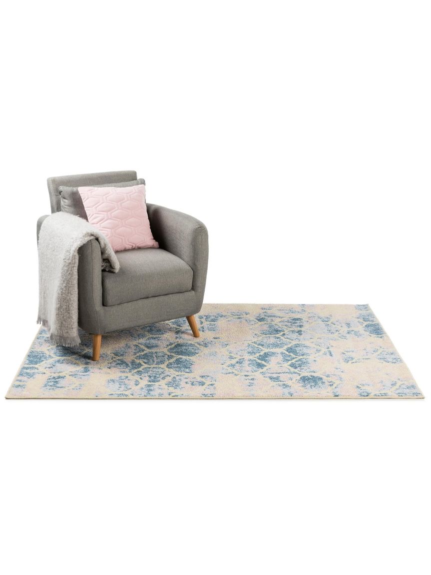Teppich Zola Blau / Rosa