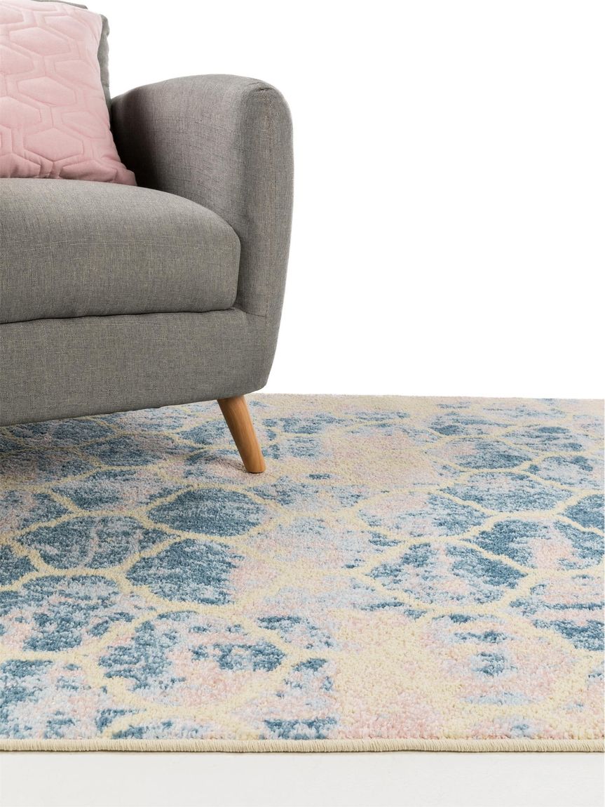 Teppich Zola Blau / Rosa