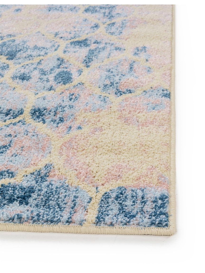 Teppich Zola Blau / Rosa