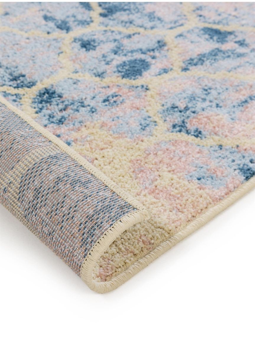 Teppich Zola Blau / Rosa