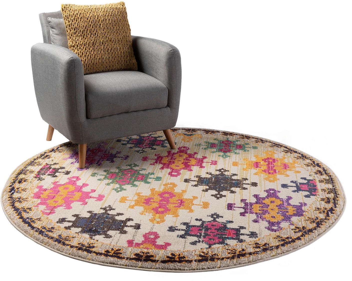 Teppich rund Casa Bunt / Beige