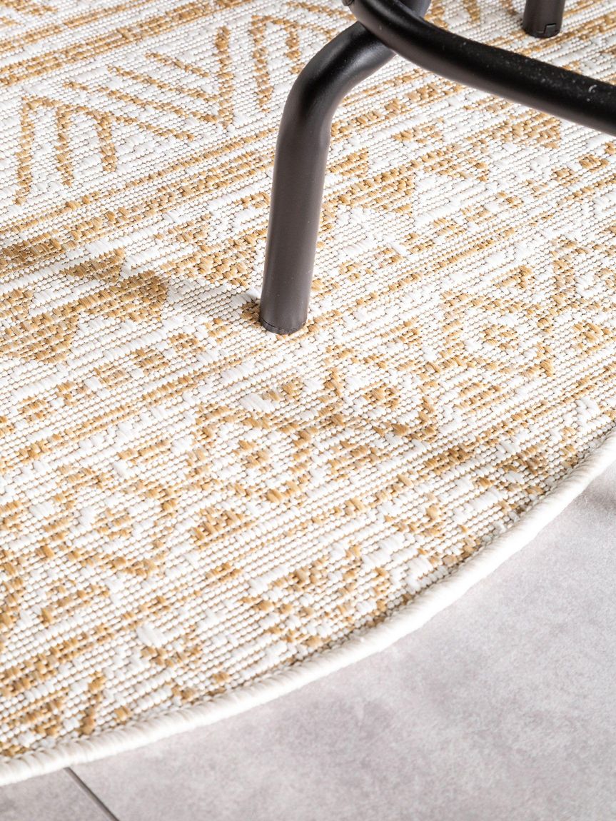 In- & Outdoor Teppich rund Cleo Creame / Beige