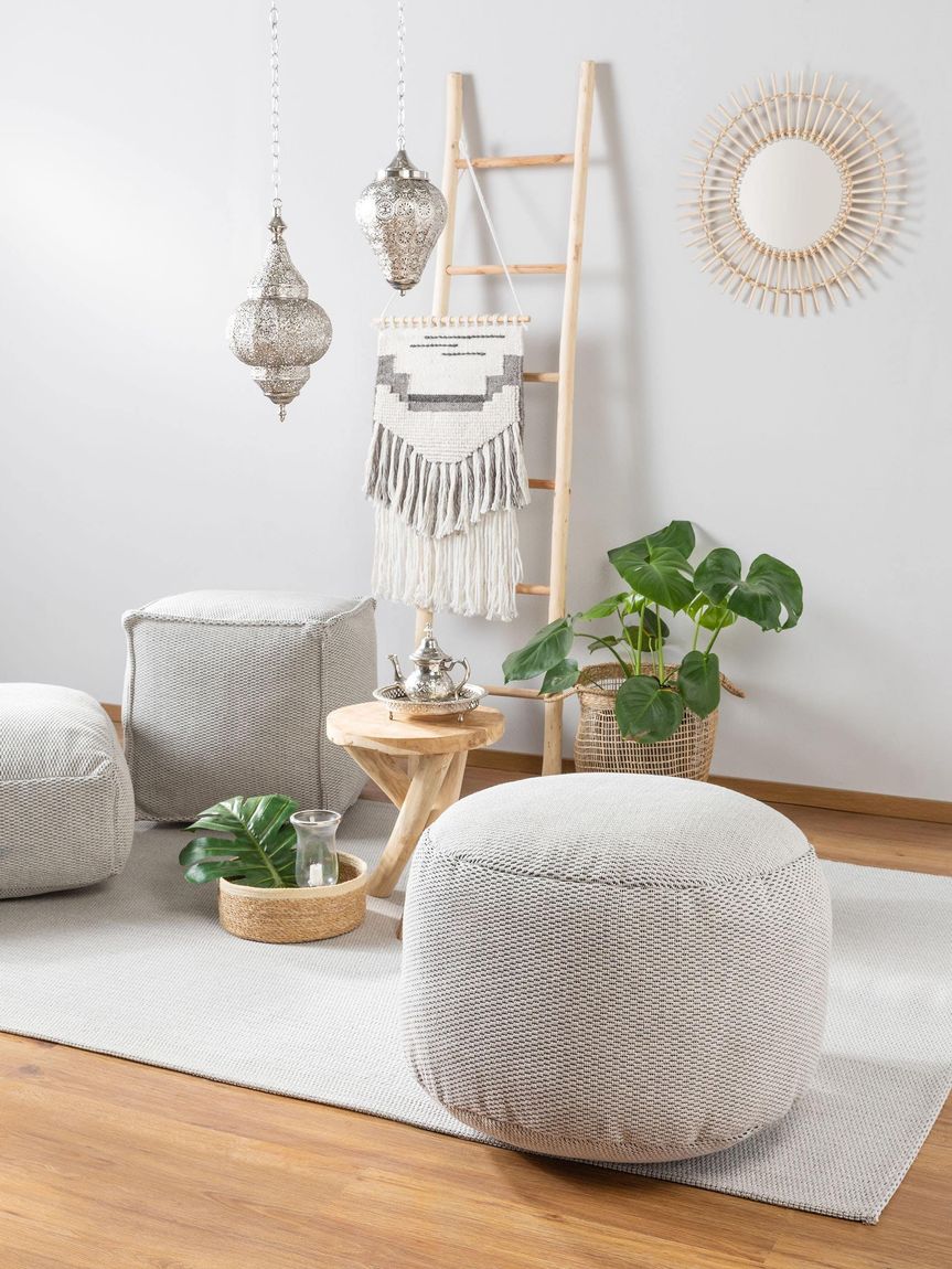 Pouf Bora 55x55x35 cm Hellgrau