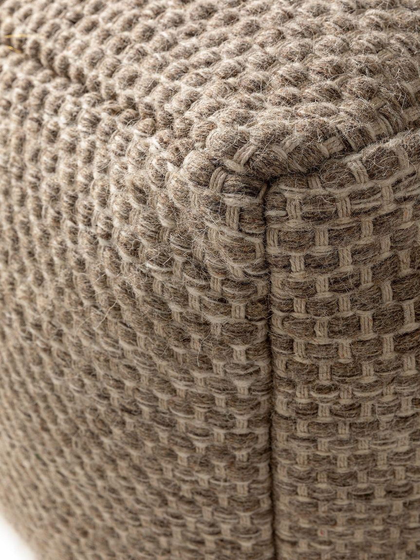 Handgefertigter Woll-Pouf Rocco 45x45x45 cm Taupe