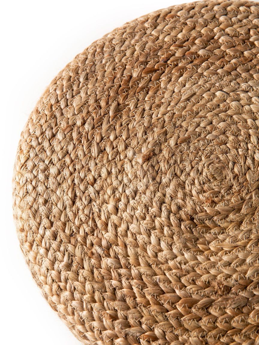 Handgefertigter Jute-Pouf Jutta 40x40x40 cm Hellbraun / Schwarz