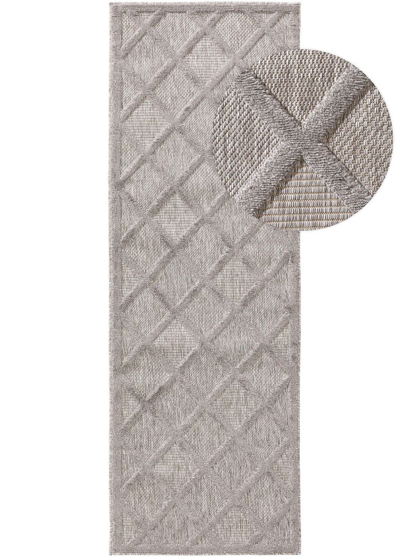 In- & Outdoor Teppich Bonte Läufer 75x220 cm Hellgrau