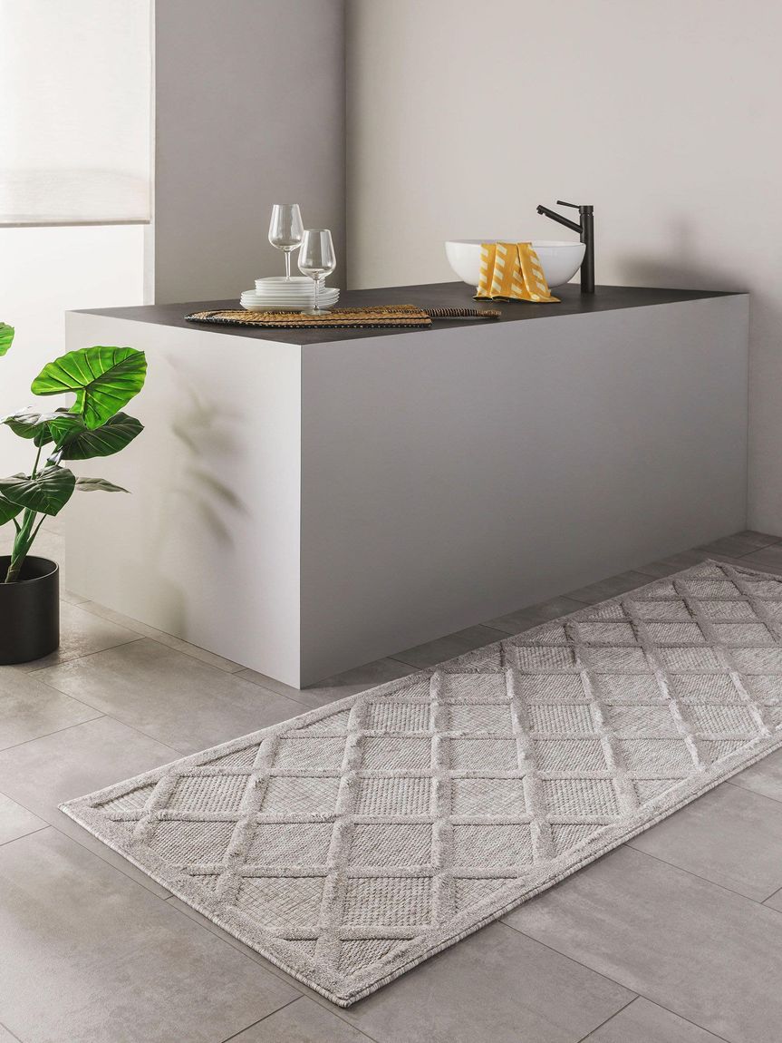 In- & Outdoor Teppich Bonte Läufer 75x220 cm Hellgrau
